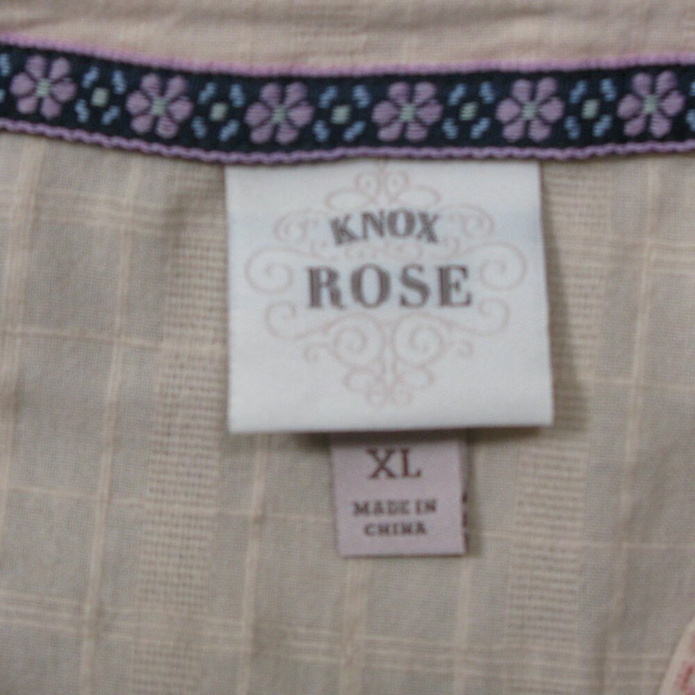 Knox Rose Boho Embroidered Pull Over 3/4 Sleeve Blouse Size XL - Picture 6 of 6